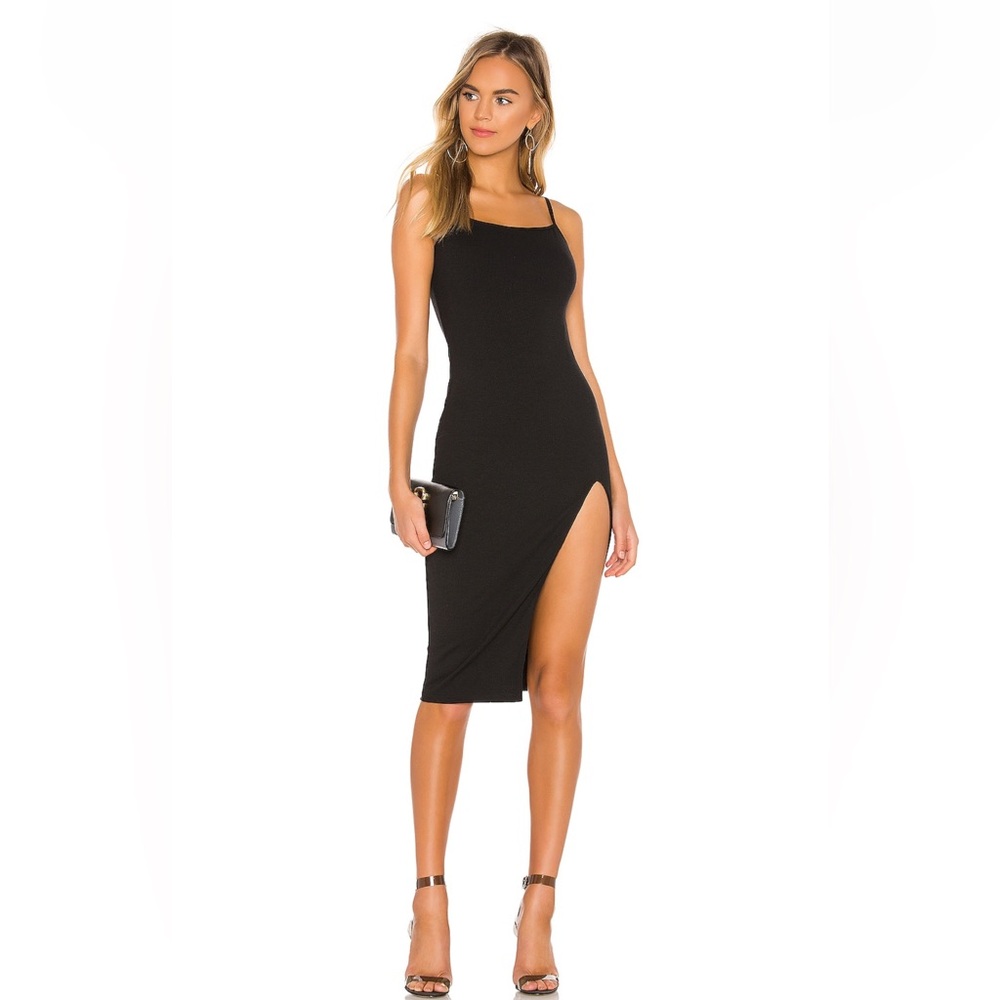 NWT Superdown Black Midi Dress with High Slit